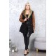 Black jacket with brown leather sleeves and fur collar