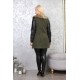 Olive jacket with leather sleeves and fur collar