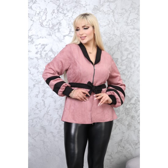 Pink jacket with waistband