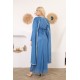 Royal blue long-sleeved evening dress