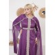 Royal evening dress with long sleeves in mauve color