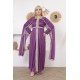 Royal evening dress with long sleeves in mauve color