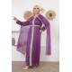 Royal evening dress with long sleeves in mauve color