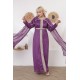 Royal evening dress with long sleeves in mauve color