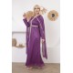 Royal evening dress with long sleeves in mauve color