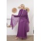 Royal evening dress with long sleeves in mauve color