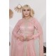 Royal pink long-sleeved evening dress