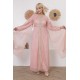 Royal pink long-sleeved evening dress