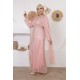 Royal pink long-sleeved evening dress