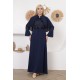 Evening/morning dress in navy color with exquisite embroidery