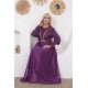 Evening dress with Ottoman embroidery in mauve color