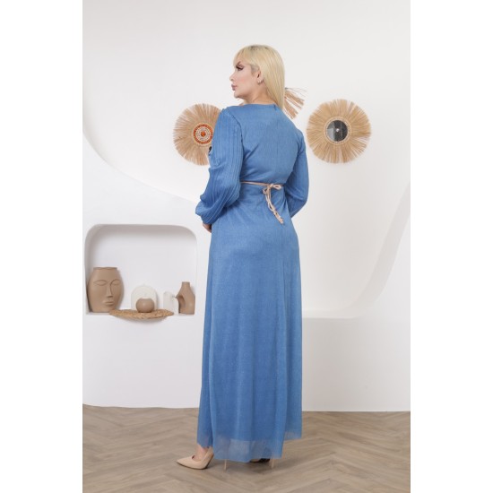 Evening dress with Ottoman embroidery in blue