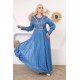 Evening dress with Ottoman embroidery in blue