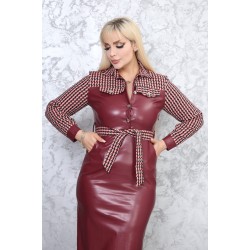 Burgundy leather casual dress