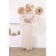 Off white two-piece wide-sleeved evening dress