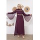 Evening dress with wide sleeves, two pieces, burgundy