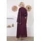 Evening dress with wide sleeves, two pieces, burgundy