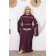 Evening dress with wide sleeves, two pieces, burgundy