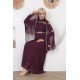 Evening dress with wide sleeves, two pieces, burgundy