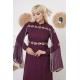 Evening dress with wide sleeves, two pieces, burgundy