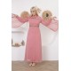 Pink two-piece wide-sleeved evening dress