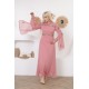 Pink two-piece wide-sleeved evening dress