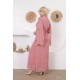 Pink two-piece wide-sleeved evening dress