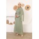 Green two-piece wide-sleeved evening dress