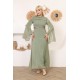 Green two-piece wide-sleeved evening dress