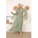 Green two-piece wide-sleeved evening dress