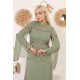 Green two-piece wide-sleeved evening dress