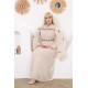 Off white two-piece wide-sleeved evening dress