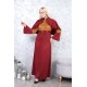 Casual/evening dress with two-piece Ottoman detail, burgundy