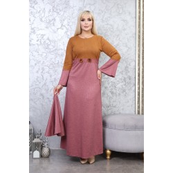 Casual/evening dress with two-piece Ottoman detail, pink