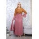 Casual/evening dress with two-piece Ottoman detail, pink