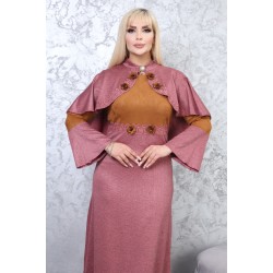 Casual/evening dress with two-piece Ottoman detail, pink