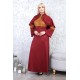 Casual/evening dress with two-piece Ottoman detail, burgundy