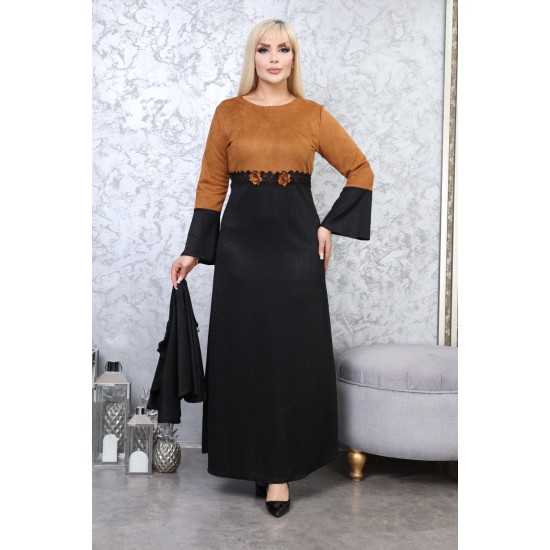 Casual/evening dress with two-piece Ottoman detail, black