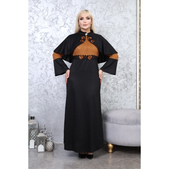 Casual/evening dress with two-piece Ottoman detail, black