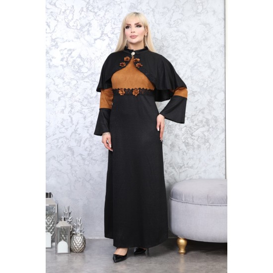 Casual/evening dress with two-piece Ottoman detail, black