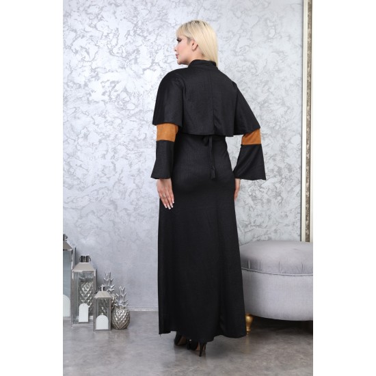 Casual/evening dress with two-piece Ottoman detail, black