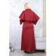 Casual/evening dress with two-piece Ottoman detail, burgundy