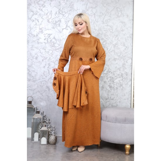 Orange two-piece casual/evening dress with Ottoman detail