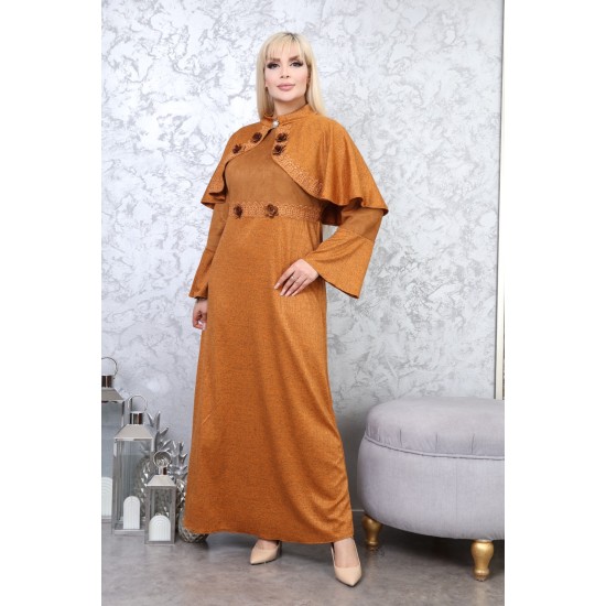 Orange two-piece casual/evening dress with Ottoman detail