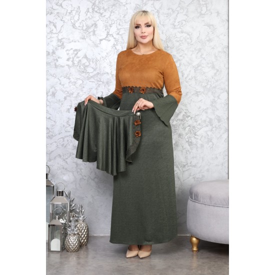 Green two-piece casual/evening dress with Ottoman detail