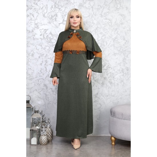 Green two-piece casual/evening dress with Ottoman detail