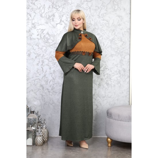 Green two-piece casual/evening dress with Ottoman detail