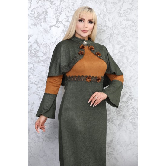 Green two-piece casual/evening dress with Ottoman detail