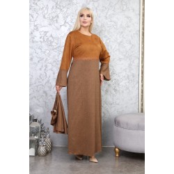 Brown two-piece casual/evening dress with Ottoman detail