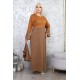 Brown two-piece casual/evening dress with Ottoman detail